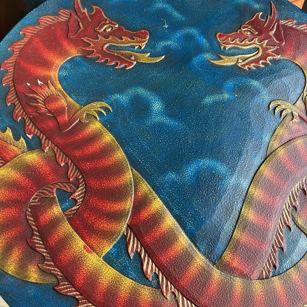 Vintage Hand Carved Double Dragon Wood Wall Plaque 15.75” Fantasy Decor - Picture 10 of 13